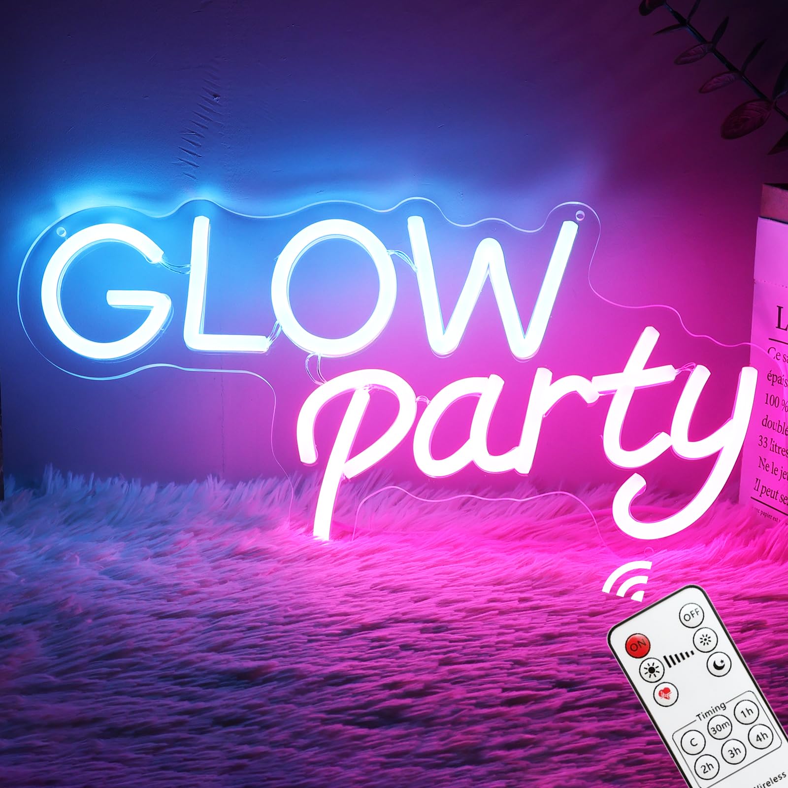 15'' Pink LED Neon Light Sign for Kids - Glow Party Wall Decor with Remote Dimmer & USB Power, Perfect for Baby Room, Bedroom, Home Store, and Business - Ideal for Birthday Parties, Nursery Decor, and Retail Displays