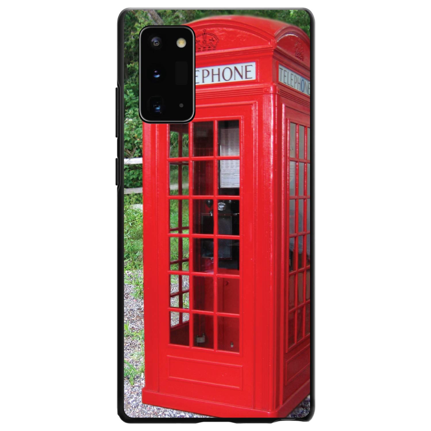 Ultra Slim Hard Plastic Case for Samsung Galaxy Note 20 Ultra (6.9 Inch) - Custom Black Cover with Red London Phone Booth Design - Protective Phone Cover for Everyday Use, Travel & Commuting
