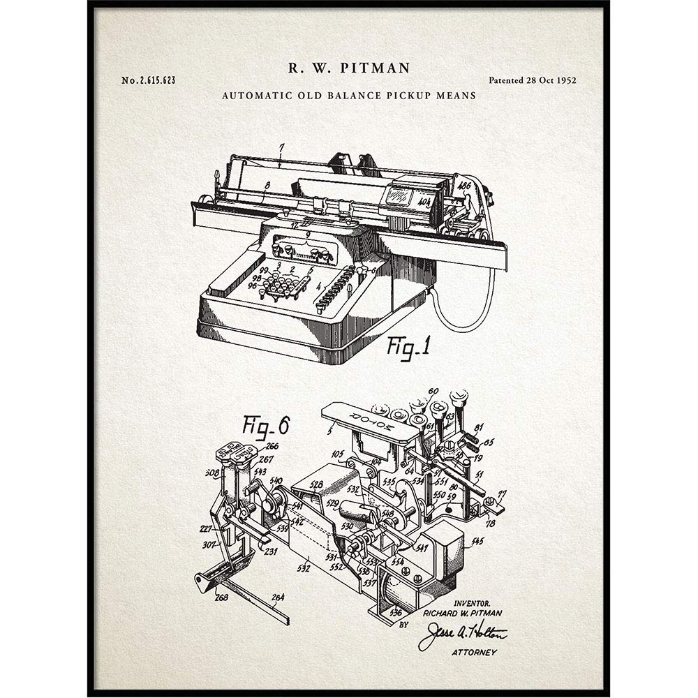 Vintage 1952 Accounting Machine Patent Print Poster - Vintage Office Decor, Accountant Gift, Wall Art for Home & Office - Perfect for Accounting Firms, Study Rooms & Retro Themed Spaces