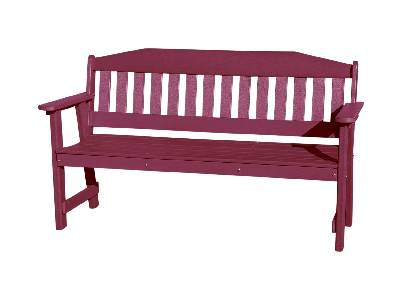 Phat Tommy Outdoor Garden Bench - Durable Poly Lumber Furniture with Back Support, Weatherproof & Eco-Friendly Recycled Material, Dark Red - Perfect for Patio, Backyard, and Garden Seating