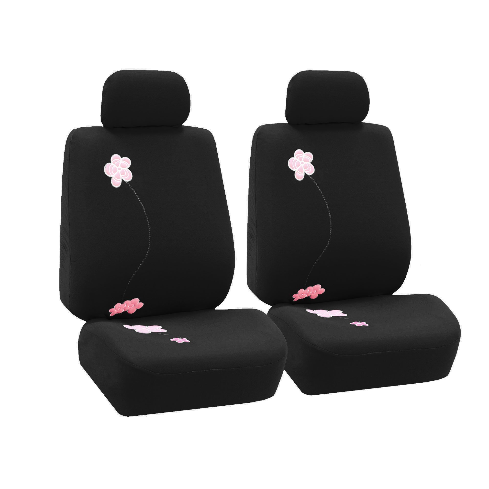 TLH Floral Car Seat Covers - Universal Fit Front Seat Protectors with Airbag Compatibility (Black) | Premium Automotive Interior Accessories for Cars, Trucks & SUVs | Perfect for Daily Commute, Road Trips & Protecting Seats from Wear