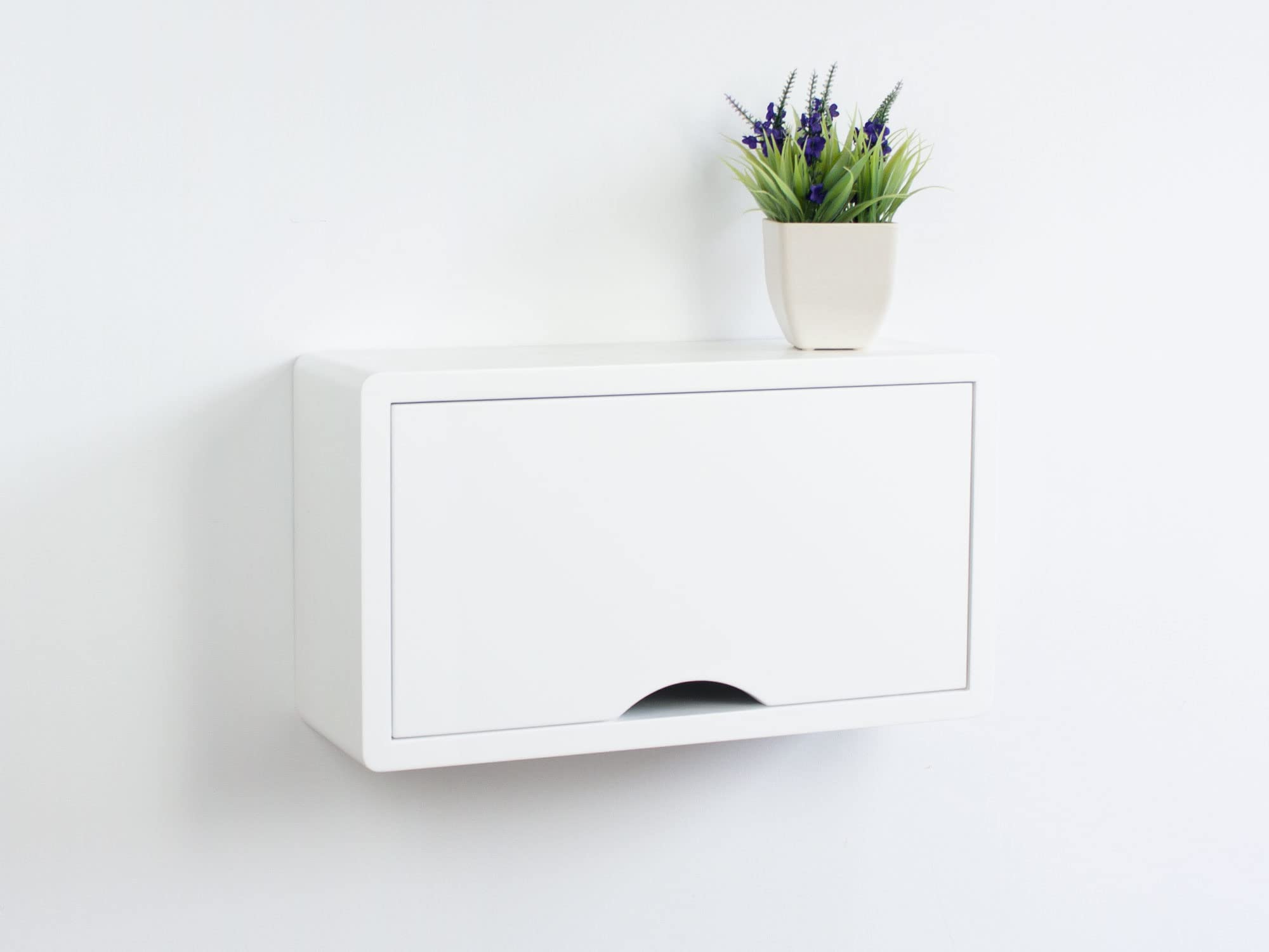 Premium White Floating Wall Cabinet - Modern Small Storage Shelf for Bathroom, Kitchen & Bedroom - High-Quality Wall Mounted Organizer Made in Canada