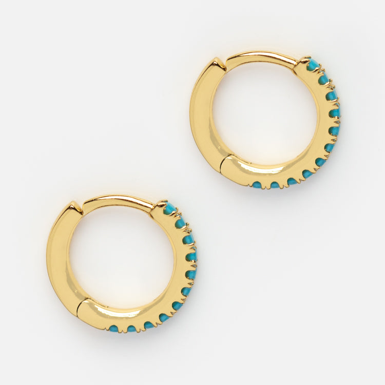 Classic Gem Huggie Hoops - Dainty Gold Earrings for Women, Minimalist Stud Hoop Earrings with CZ Stones | Perfect for Everyday Wear, Date Nights & Special Occasions