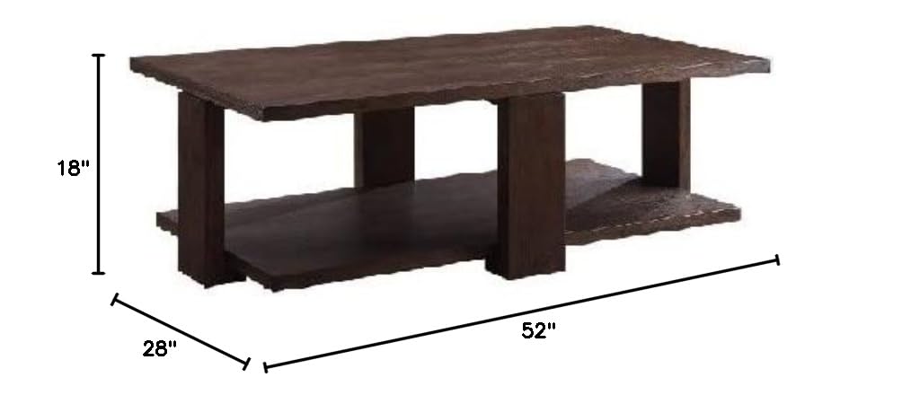 Acme Niamey Rectangular Cherry Wood Coffee Table with Lower Shelf - Perfect for Living Room, Lounge & Home Decor