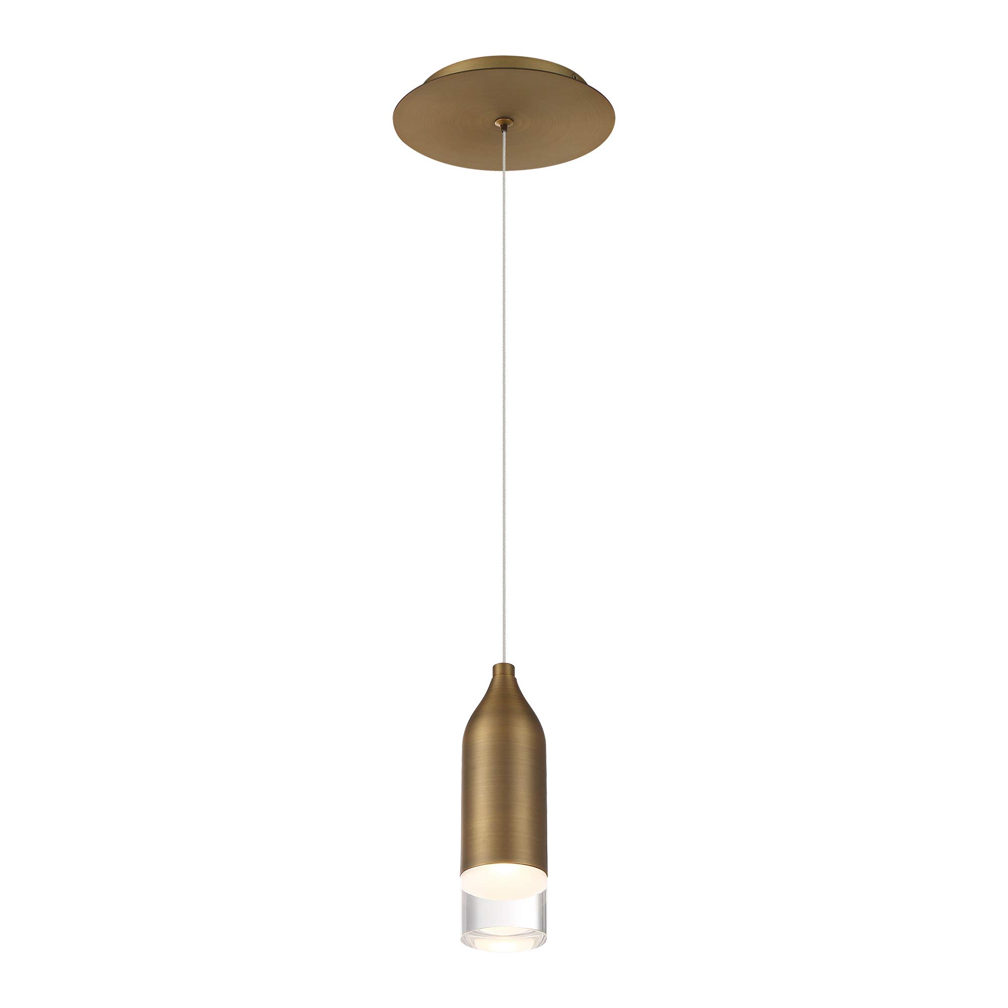 WAC Lighting PD-76908-T24-AB Vintage Brass Pendant Light - Modern Industrial Hanging Fixture for Kitchen Island, Dining Room & Living Room Lighting