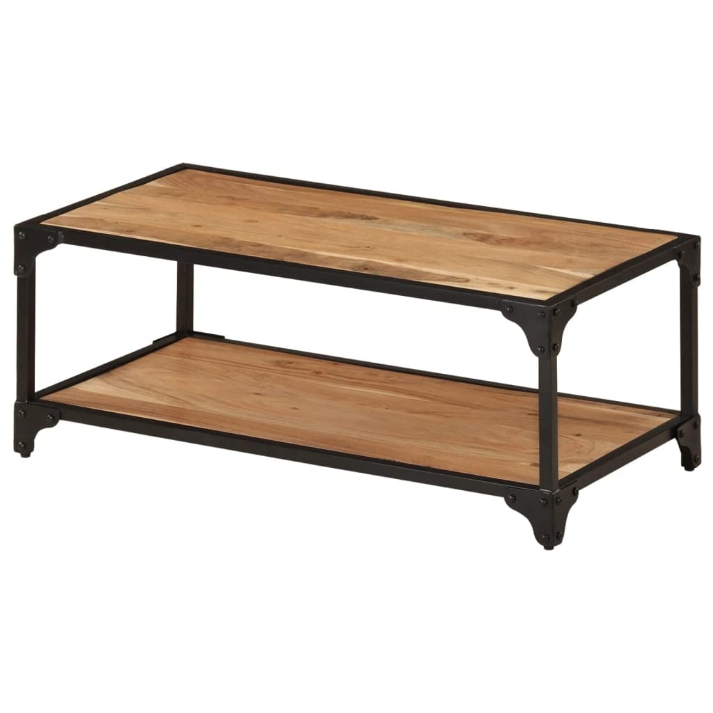 Modern Acacia Wood Coffee Table with Storage - 35.4