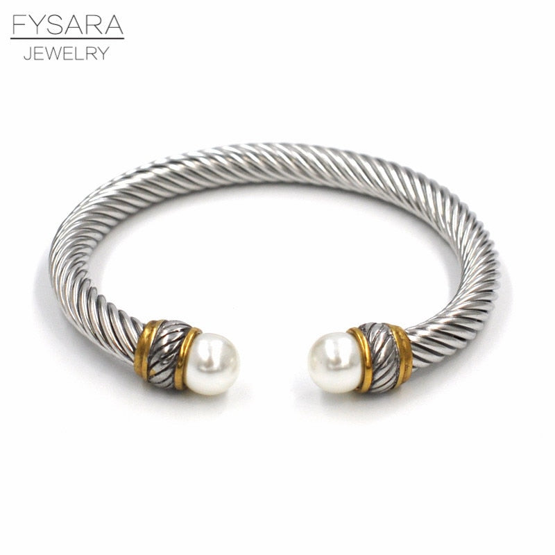 Twisted Cable Wire Bangle Cuff Bracelets for Women - Fashion Jewelry for Casual & Formal Wear - Perfect for Office, Party & Everyday Accessories