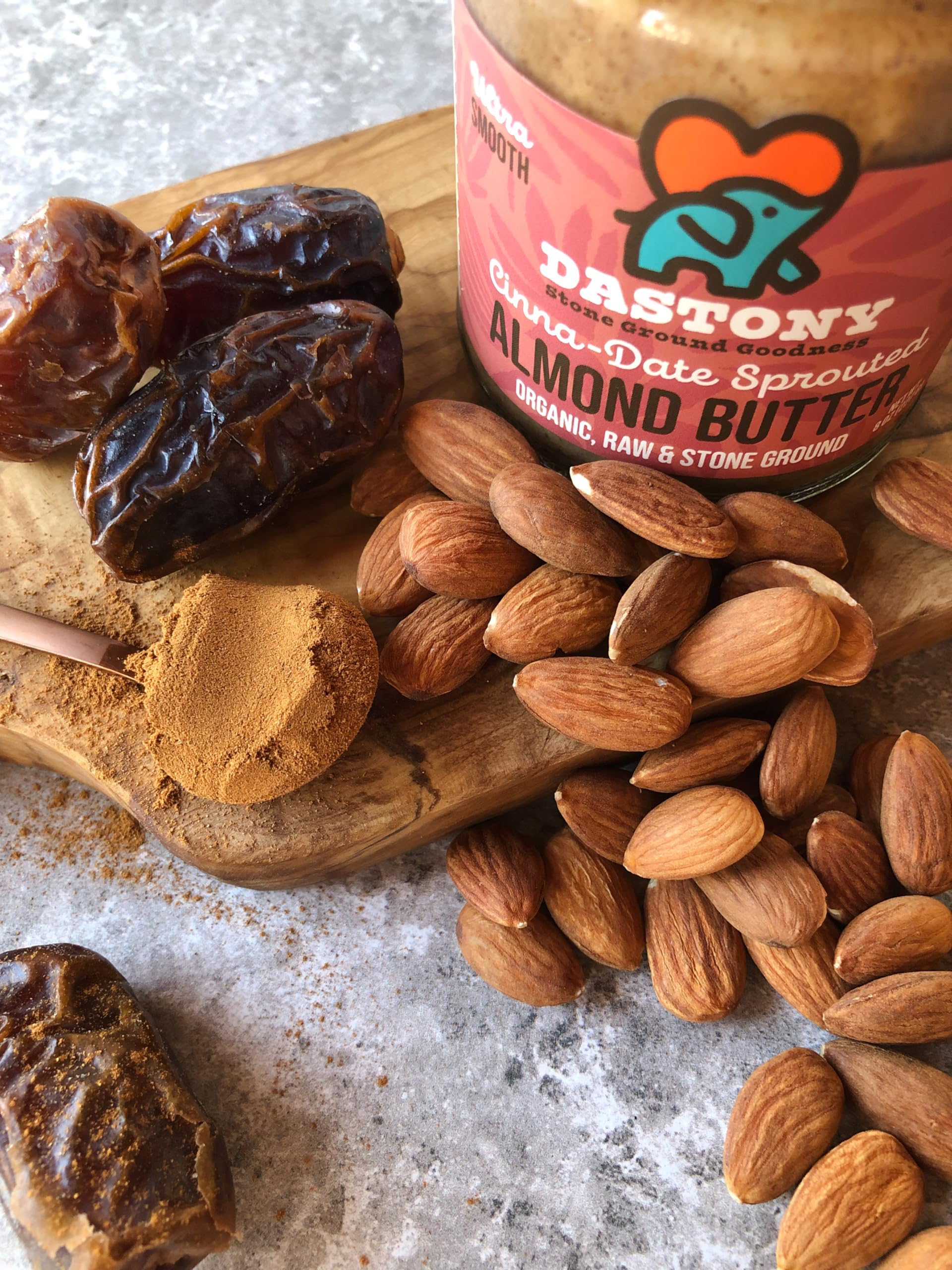 Organic Raw Cinna-Date Sprouted Almond Butter 8oz (2-Pack) | Vegan, Paleo, Keto, Non-GMO, Gluten-Free | Healthy Snack for Toast, Smoothies & Baking