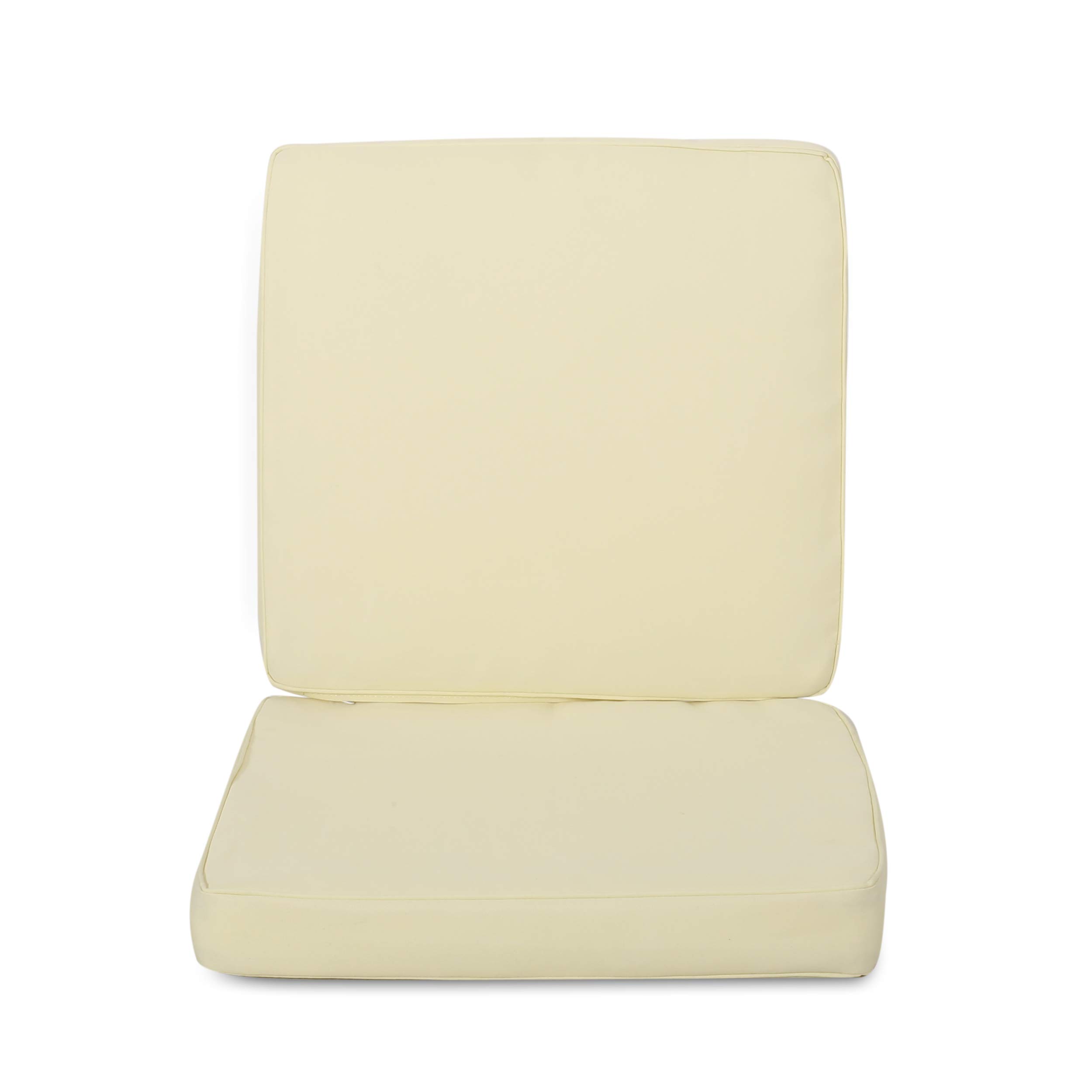 Christopher Knight Home Gavin Outdoor Water Resistant Fabric Club Chair Cushions - 1 Pack Cream - Weatherproof Patio Furniture Cushions for Garden, Poolside & Deck Lounge Chairs