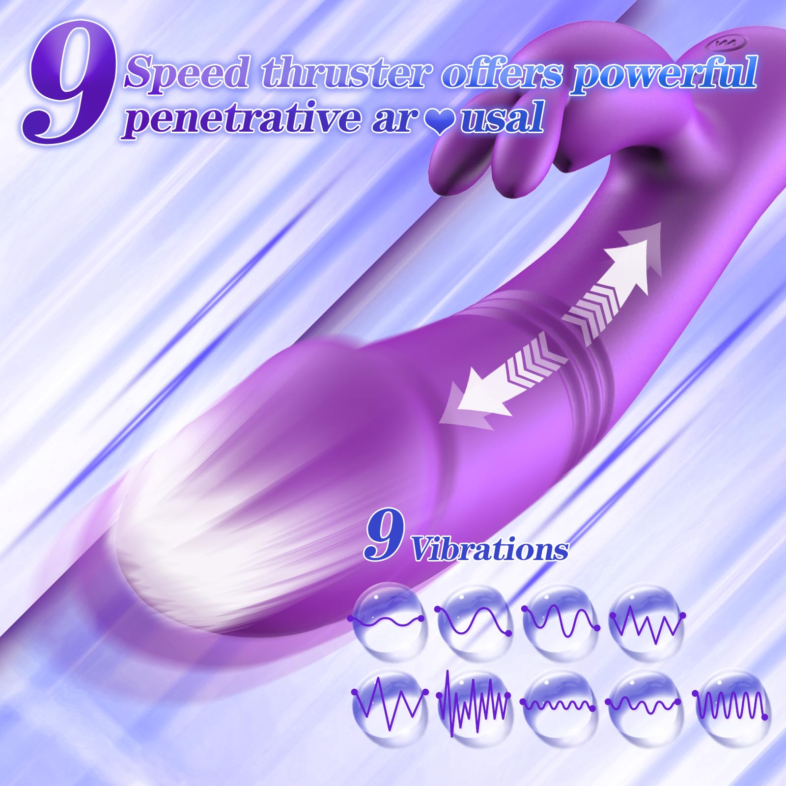 Premium Rabbit Vibrator for Women - 9 Thrusting & 9 Vibration Modes, G-Spot & Clitoral Stimulation, Silicone Dildo Sex Toy for Intimate Pleasure - Perfect for Solo Play & Couples Exploration