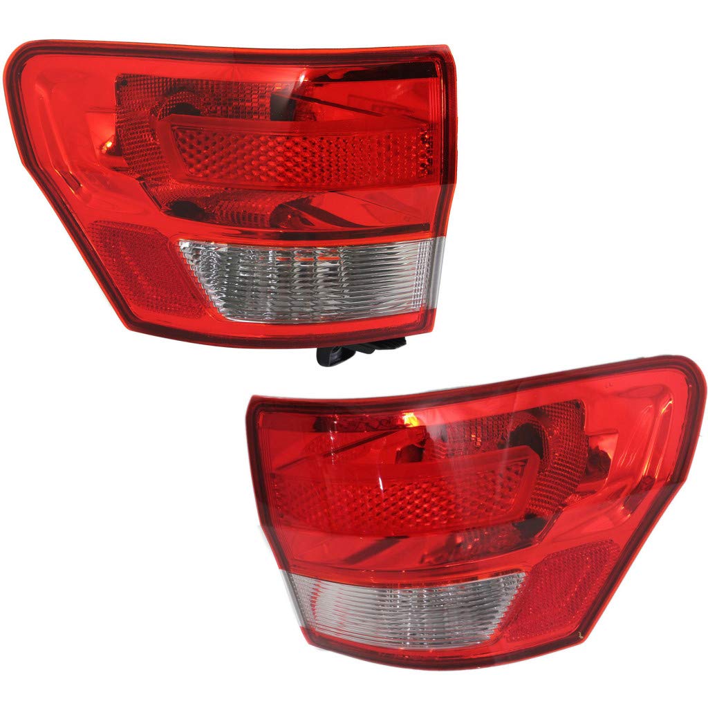 2011-2013 Jeep Grand Cherokee Replacement Tail Lights Pair - Left & Right Side (CH2804100 & CH2805100) - Compatible with 55079421AD/AG & 55079420AD/AG - Perfect for Night Driving & Enhanced Vehicle Safety