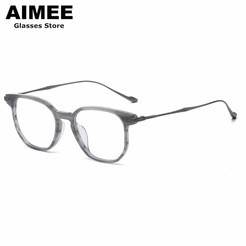 Aimee Unisex Full Rim Square Titanium Acetate Eyeglasses Frame 945887 - Lightweight Durable Eyewear for Work, Reading & Fashion