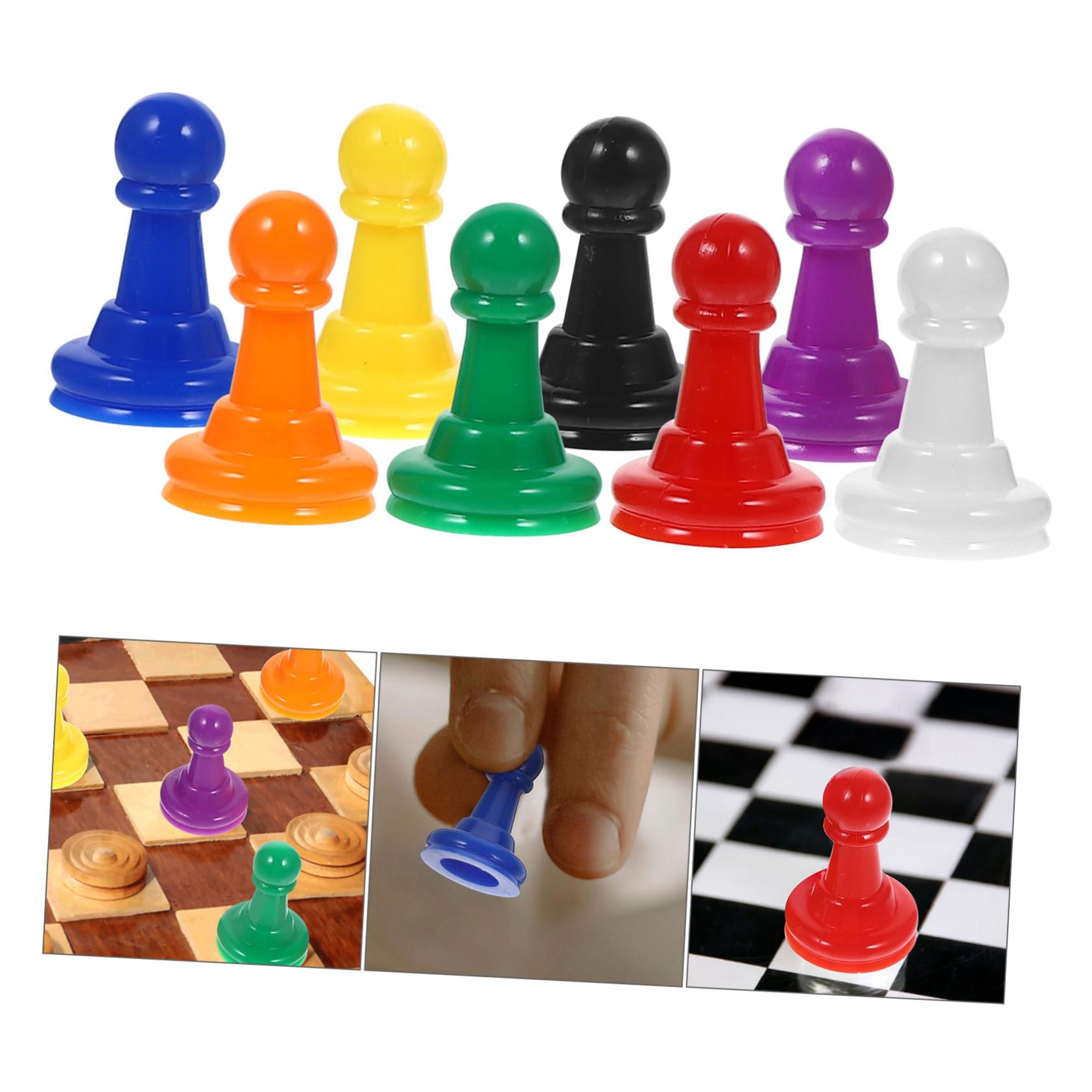 HAWILLOSCH 32-Piece Colorful Plastic Chess Set - Board Game Tokens, Pawns & Accessories for Chess, Checkers & Strategy Games | Perfect for Family Game Nights, Travel & Classroom Learning