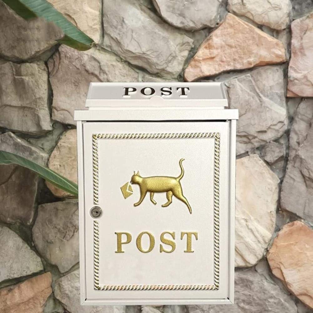 Vintage Wrought Iron Mailbox with Lock - Outdoor Wall Mounted Postbox for Villa, Garden & Home Security - Perfect for Rustic, Retro & Classic Home Decor