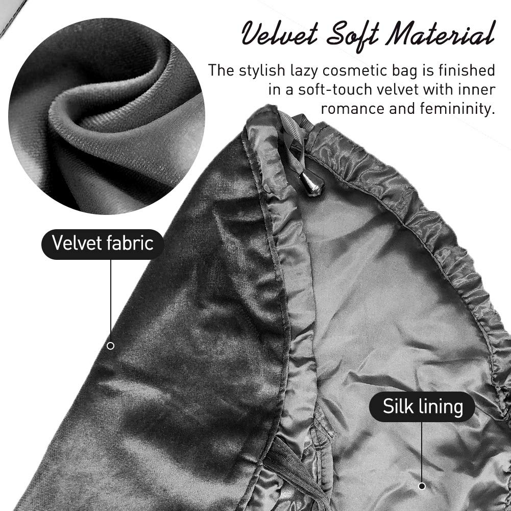 Stylish Gray Women's Drawstring Cosmetic Bag - Large Portable Makeup Organizer for Travel, Gym & Daily Use | Fashionable Makeup Pouch for Toiletries & Beauty Essentials