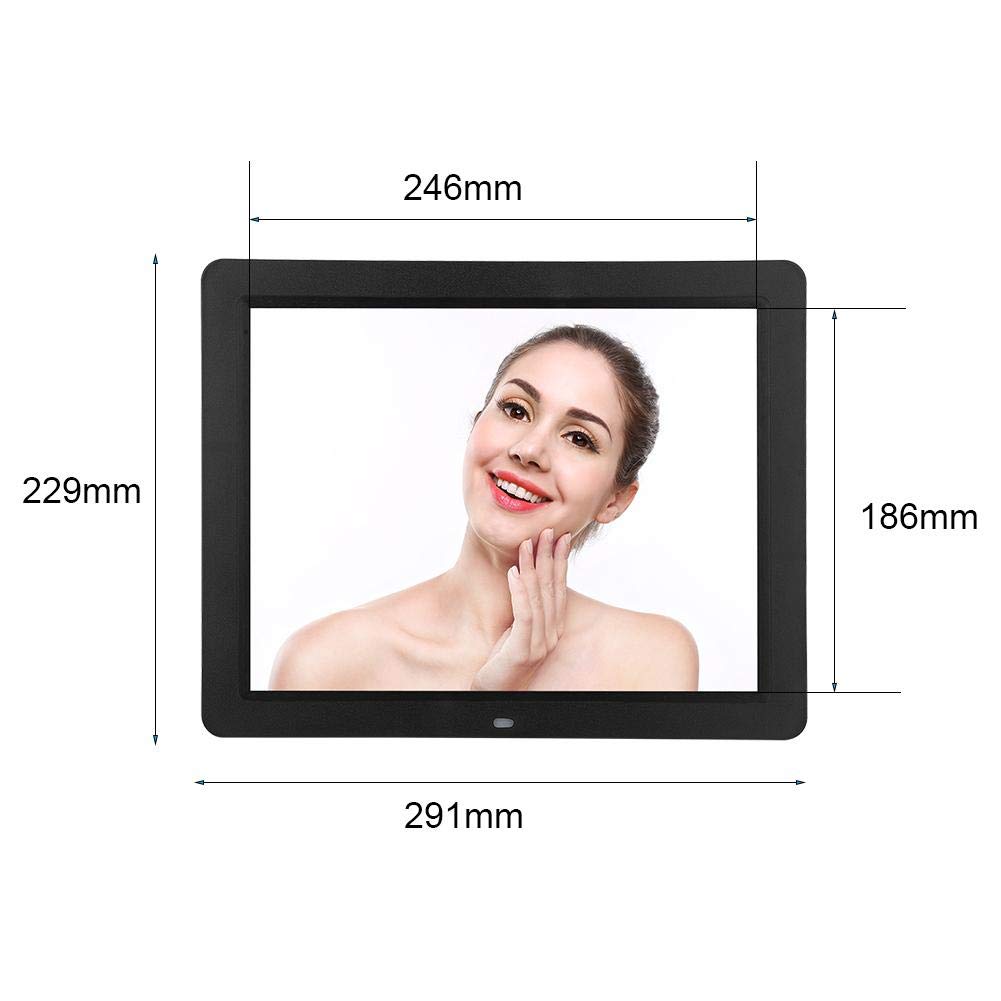 12 Inch HD Digital Photo Frame with Remote Control - 800x600 LCD Display, Alarm Clock, Calendar, MP3/MP4 Video Player (Black) - Perfect for Home Decor, Office Display & Gift Giving