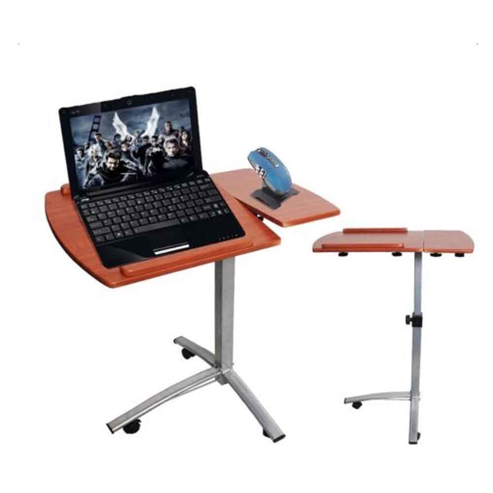 Adjustable Height & Angle Rolling Laptop Desk - Mobile Workstation Cart with Over-Bed Table for Home Office, Bedroom, and Living Room Use