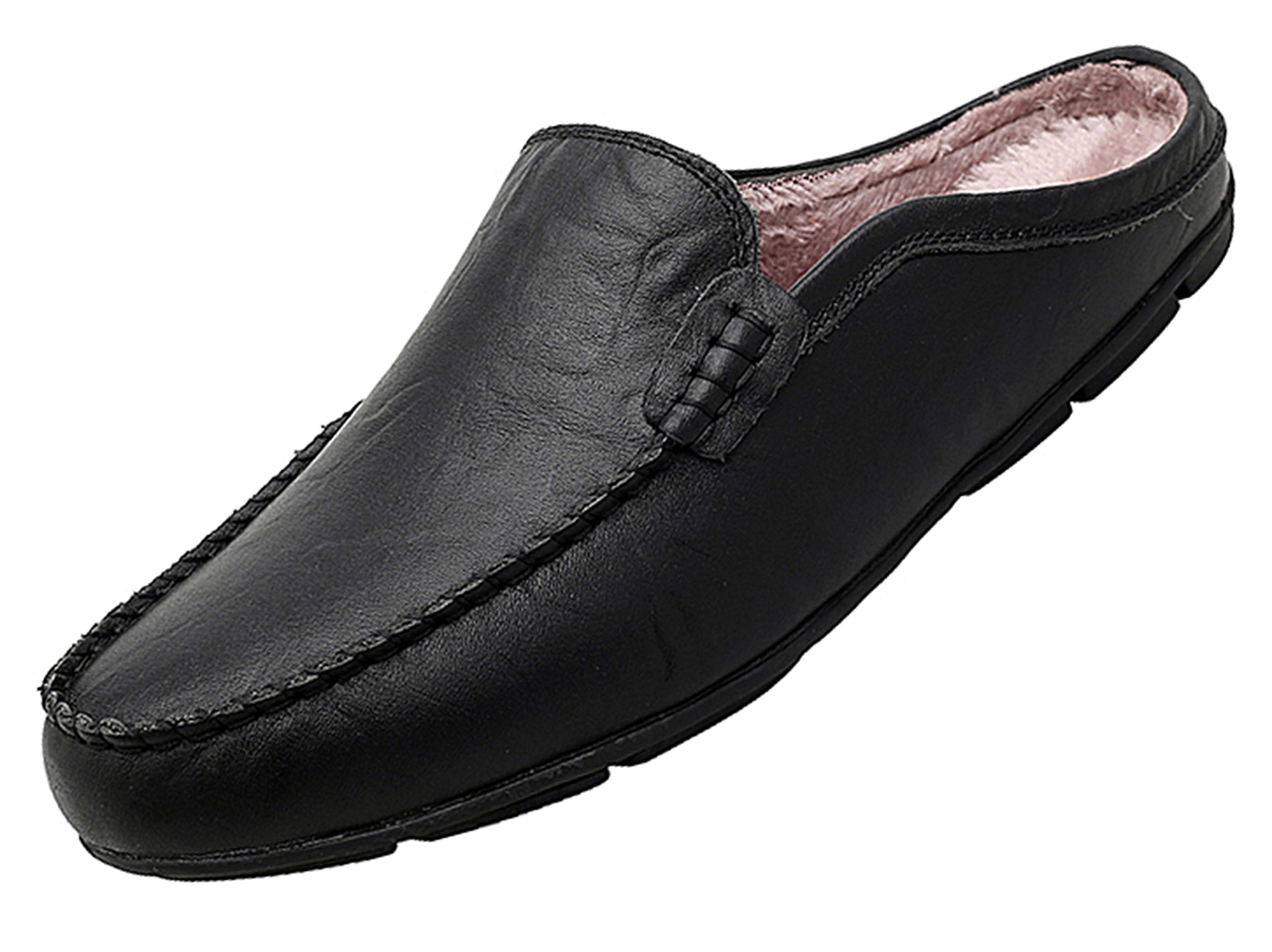 Go Tour Men's Mules Clog Slippers - Breathable Leather Slip-On Loafers for Casual Wear | Comfortable House Shoes for Indoor/Outdoor Use, Perfect for Home, Office & Travel