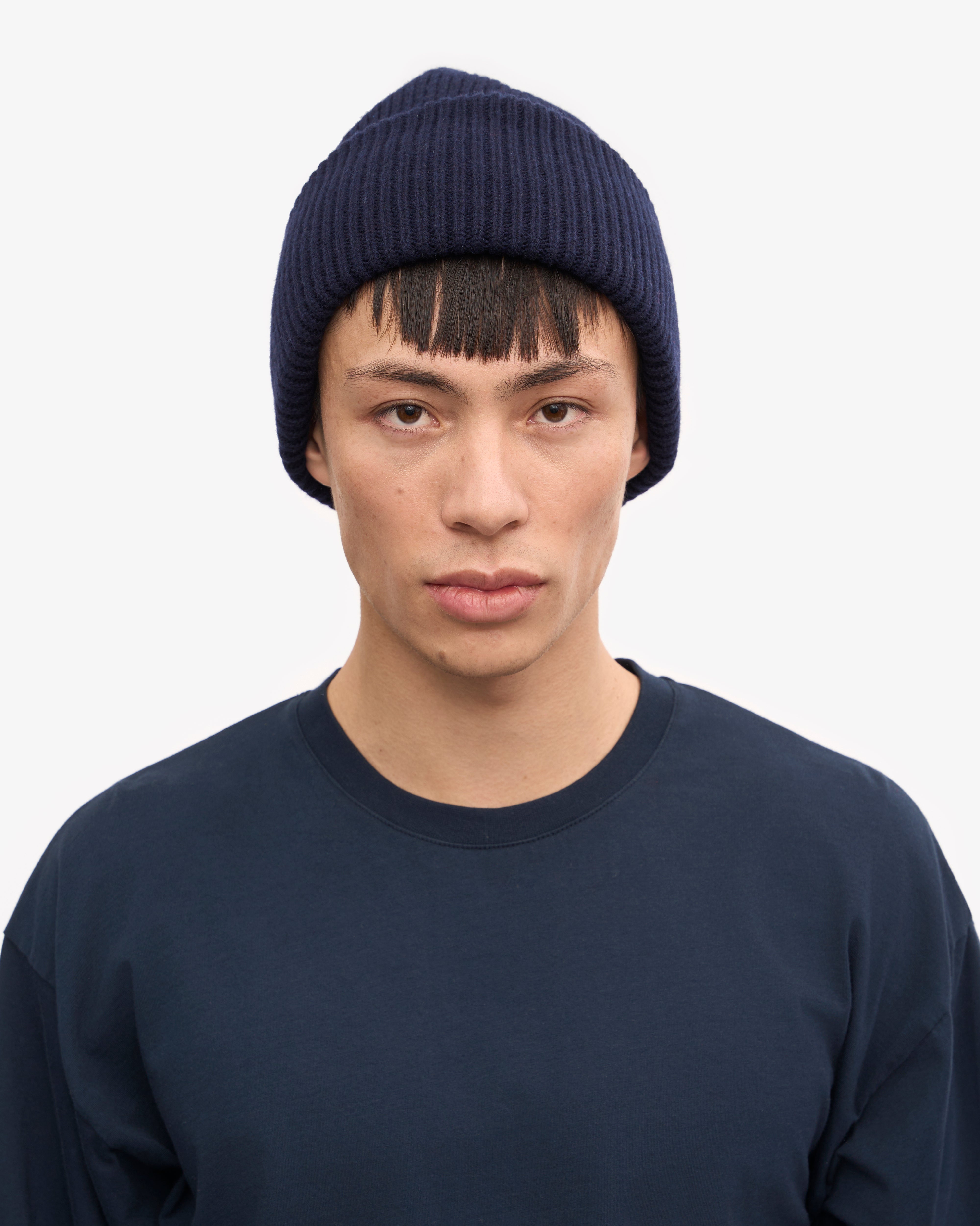 Premium Merino Wool Beanie Hat for Men & Women - Soft & Warm Navy Blue Winter Hat for Outdoor Activities, Skiing & Hiking