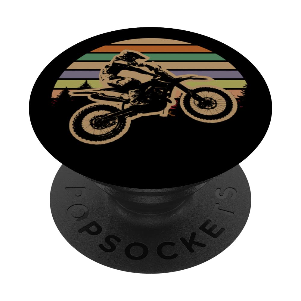 Motocross Dirt Bike Trail Bike Enduro Retro PopSockets Adhesive PopGrip - Perfect for Motorcycle Enthusiasts & Off-Road Adventures