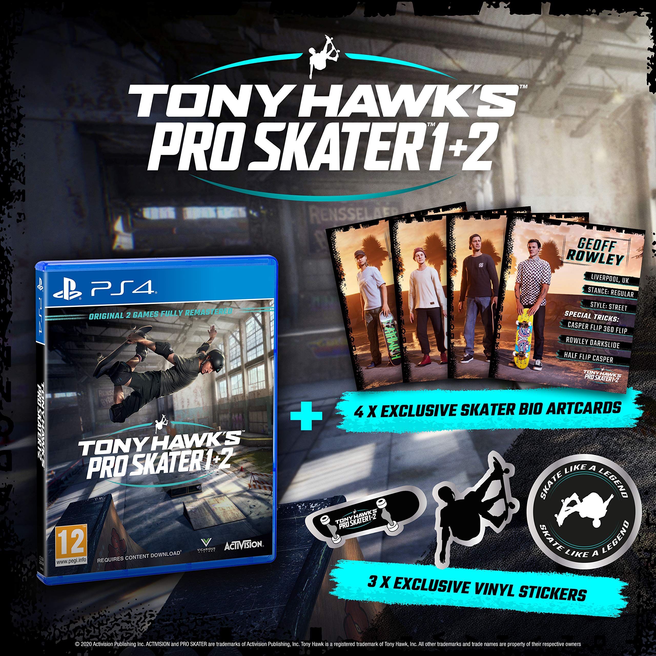 Tony Hawk's Pro Skater 1 + 2 - PlayStation 4 Game (Amazon Exclusive) | Classic Skateboarding Video Game for PS4 - Perfect for Fans of Extreme Sports and Retro Gaming