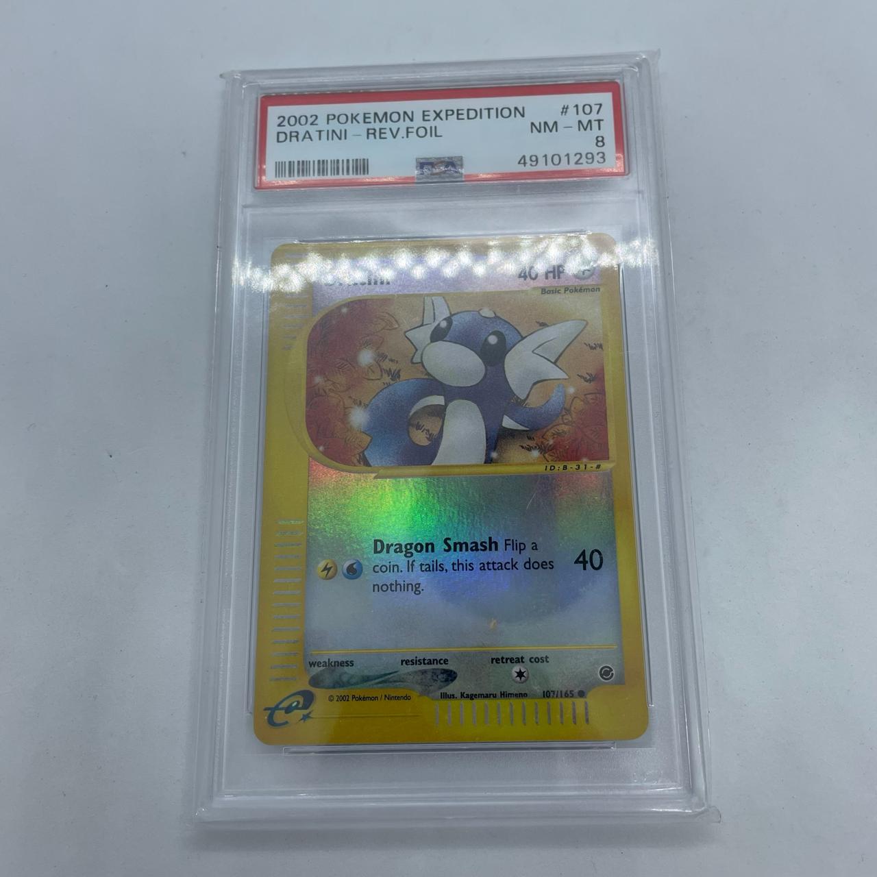 Dratini Pokemon Expedition Card Reverse Foil 107/165 Base Set PSA Graded 8 - Rare Collectible for Trading Card Game (TCG) Battles & Display
