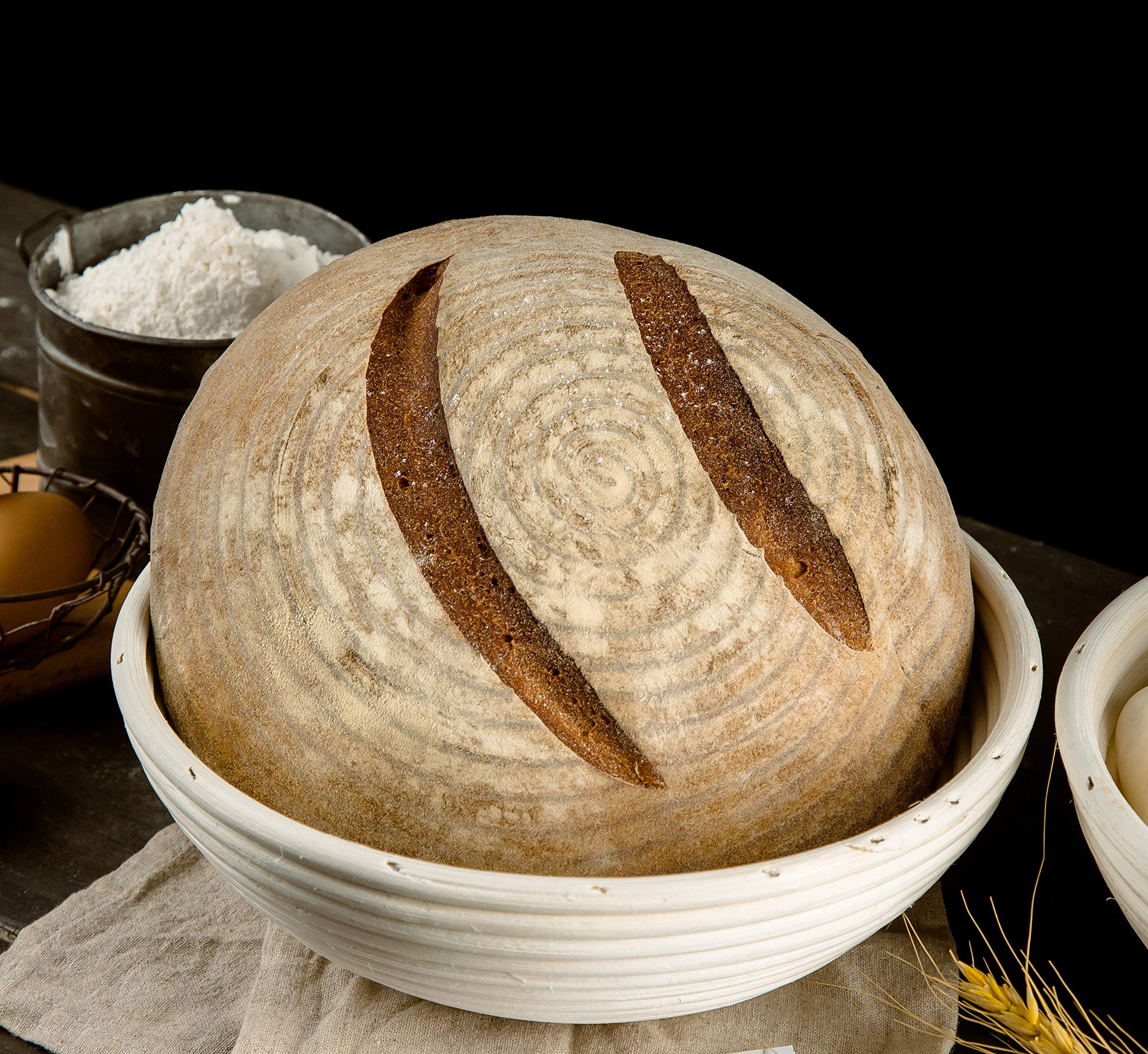 9 Inch Round Banneton Bread Proofing Basket with Liner - SUGUS HOUSE Brotform Dough Rising Bowl for Sourdough Baking | Perfect for Artisan Bread, Homemade Loaves & Baker Gifts | Ideal for Kitchen, Bakery & Bread Making Enthusiasts