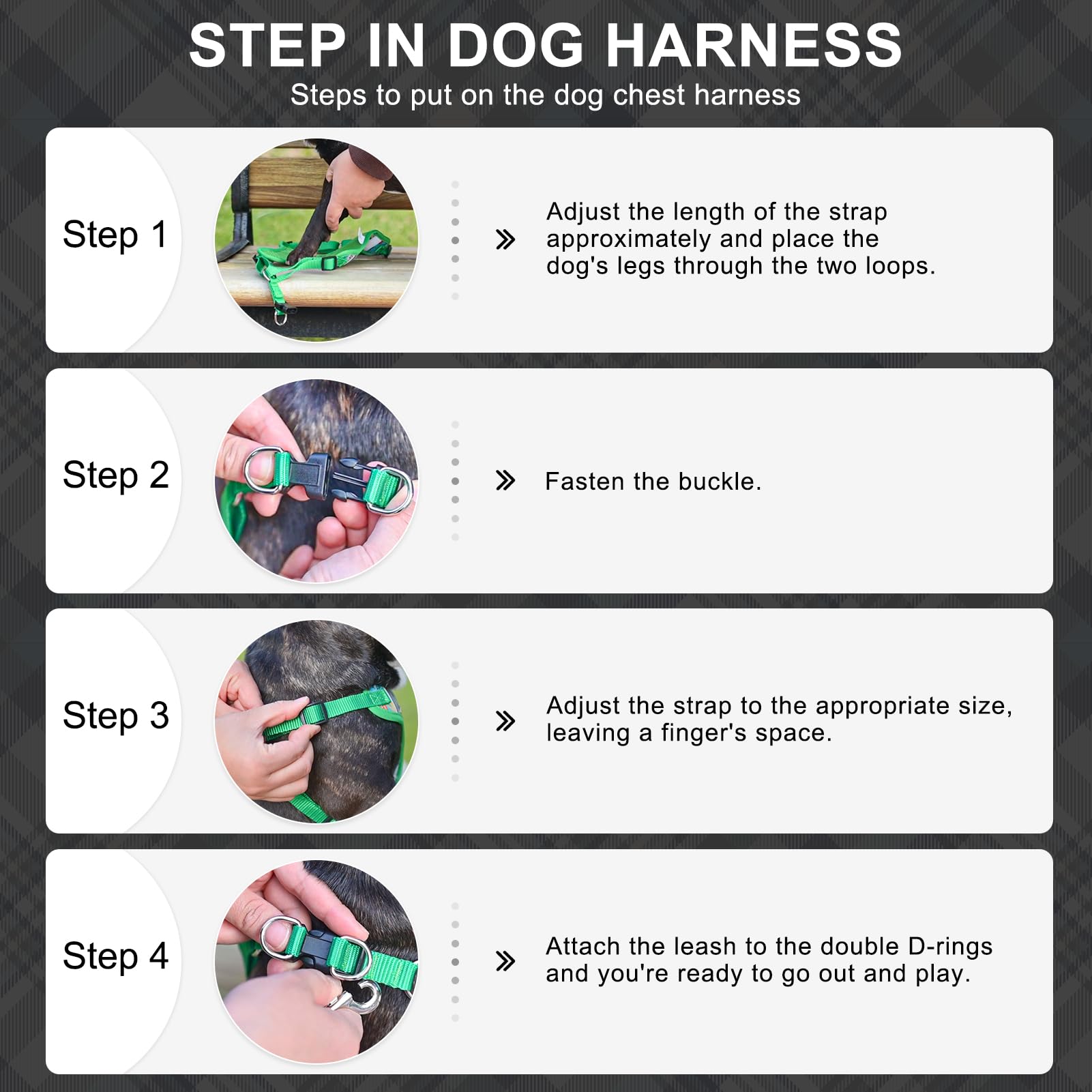 BEAUTYZOO No Pull Step-in Dog Harness with Leash Set - Adjustable Soft Mesh Reflective Vest for Small, Medium & Large Dogs - Comfortable Padded Design for French Bulldogs, Puppies & All Breeds - Perfect for Walking, Training & Outdoor Adventures