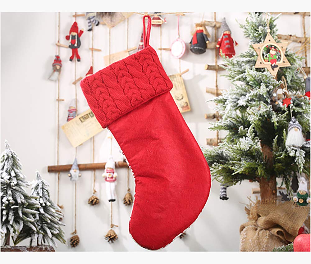 16 Inch Knit Christmas Stockings Set of 3 - Rustic Holiday Stocking Decor with Snowflake Tree & Elk Design - Perfect for Family Xmas Party, Fireplace Mantel & Gift Giving