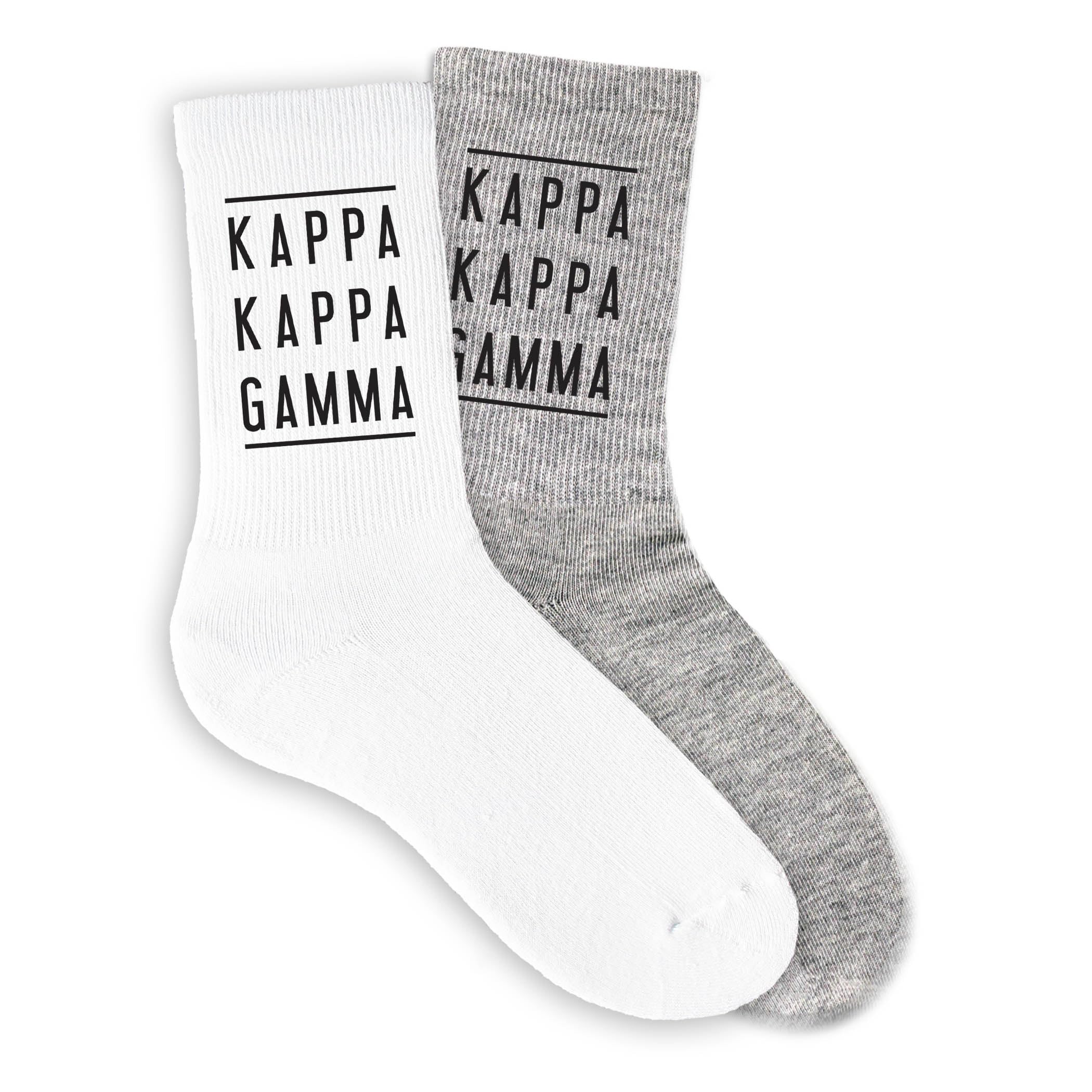 Sorority Socks for Women - Black Greek Letter Printed Crew Socks - Perfect for Sorority Events, College Gifts & Sisterhood Celebrations