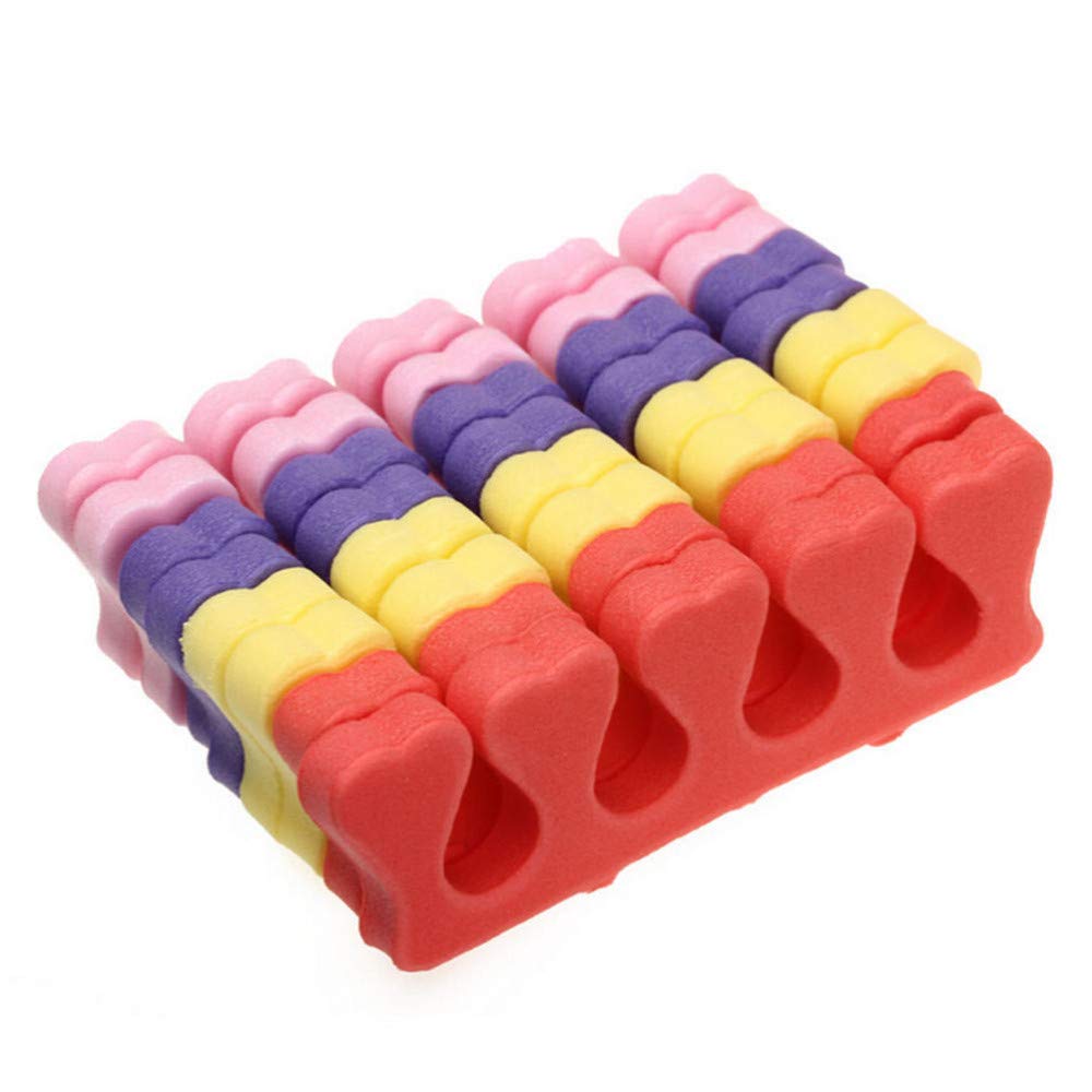 20PCS Soft Foam Toe Separators for Manicure Pedicure - 10 Pairs Sponge Nail Art Dividers, Random Colors - Perfect for Gel Polish Application & At-Home Nail Care