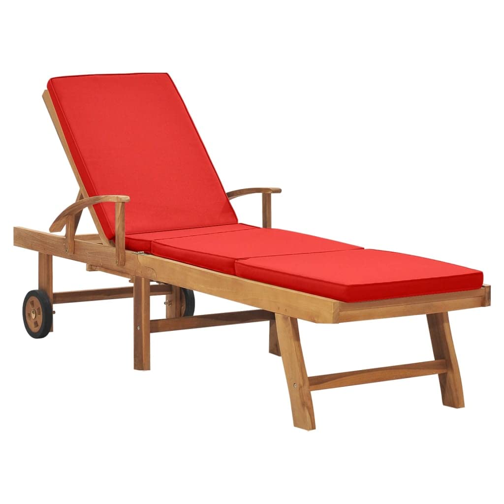 Premium Teak Wood Sun Lounger with Comfortable Cushion - Outdoor Patio Furniture for Poolside, Beach, and Garden Relaxation