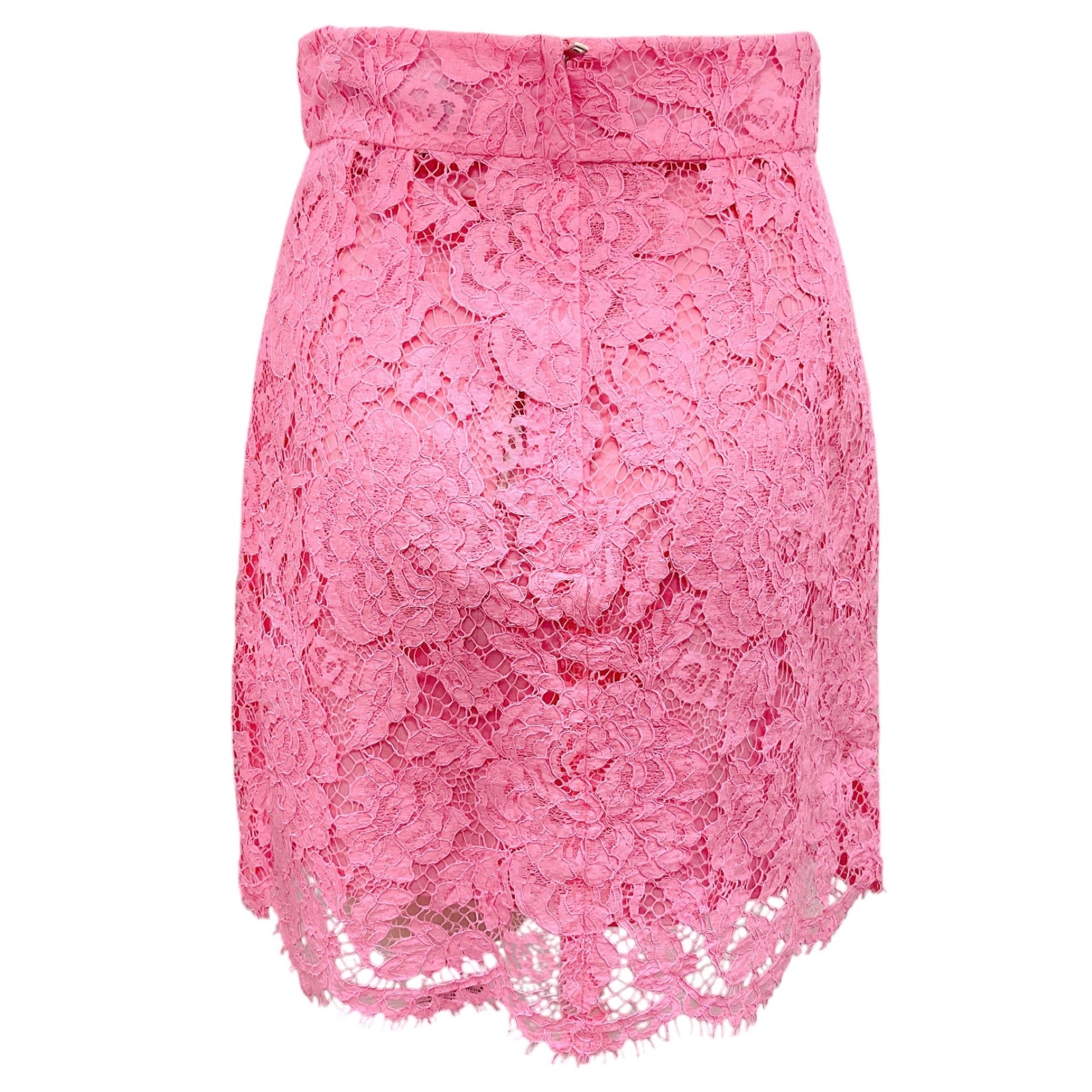 Dolce & Gabbana Women's Pink Lace Mini Skirt - Sexy Party Dress for Night Out, Date Night & Special Occasions
