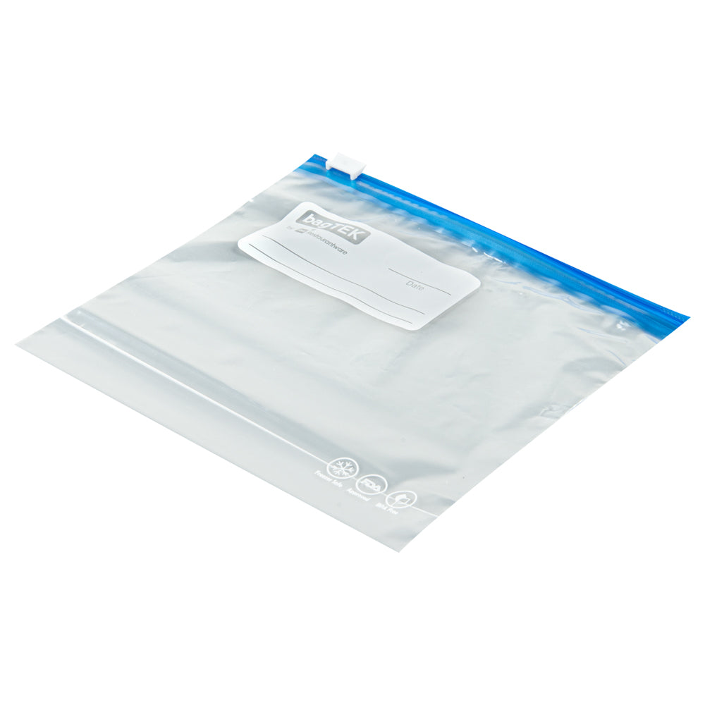 BPA-Free Pint Size Clear Plastic Slider Freezer Bags - Expandable Bottom, Write-On Label (6.5