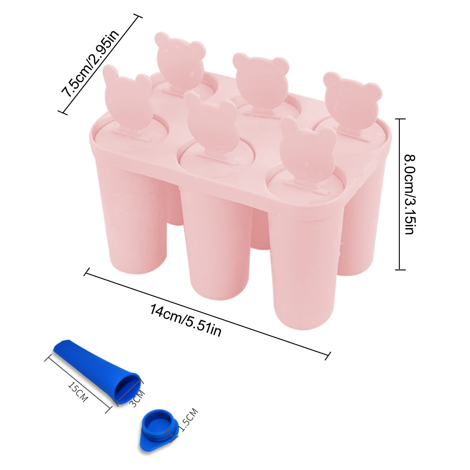 DULKET Reusable Ice Cream & Popsicle Molds with Sticks - Easy to Make & Remove, BPA-Free Silicone Ice Lolly Molds for Homemade Frozen Treats (Pink) - Perfect for Summer Parties, Kids Snacks & Healthy Desserts