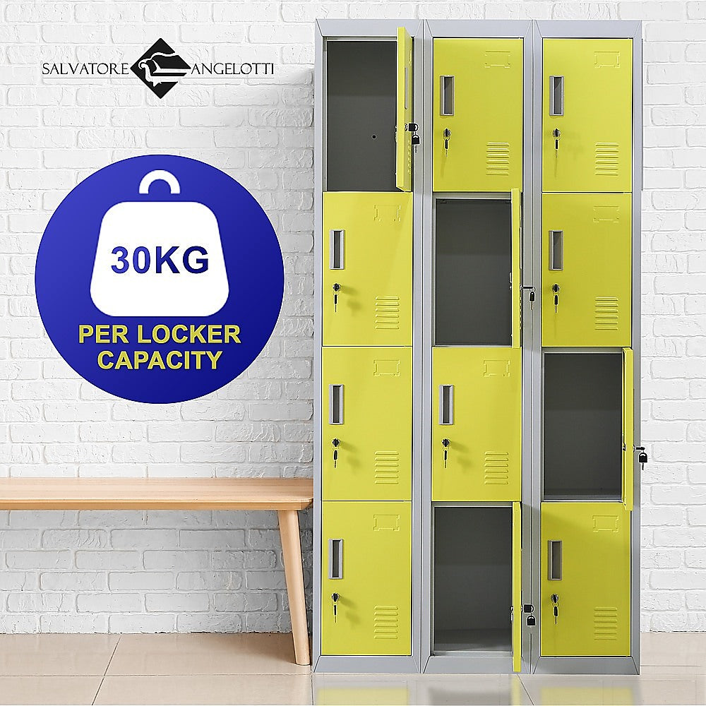 12-Door Locker for Office, Gym, Shed, School & Home Storage - Heavy Duty Standard Lock with 2 Keys - Perfect for Secure Personal Belongings & Equipment Storage