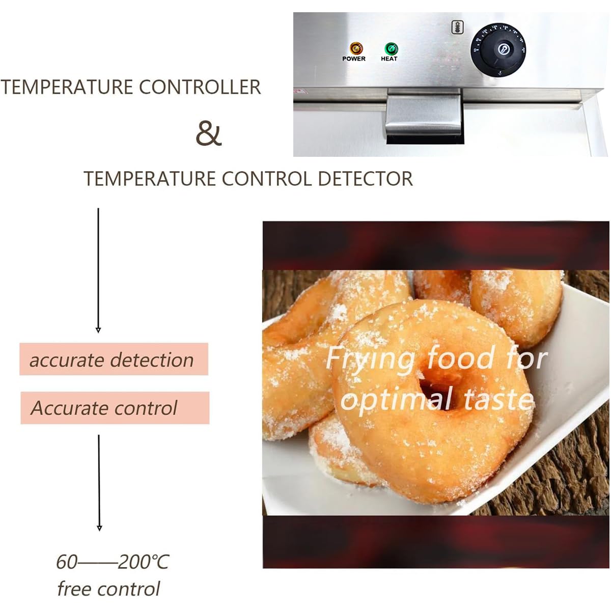 INTSUPERMAI 110V 2000W 22L Commercial Electric Deep Fryer - Stainless Steel Industrial Funnel Cake & Donut Maker with Temperature Control & 2 Removable Baskets - Perfect for Restaurants, Food Trucks, and Carnival Snack Businesses