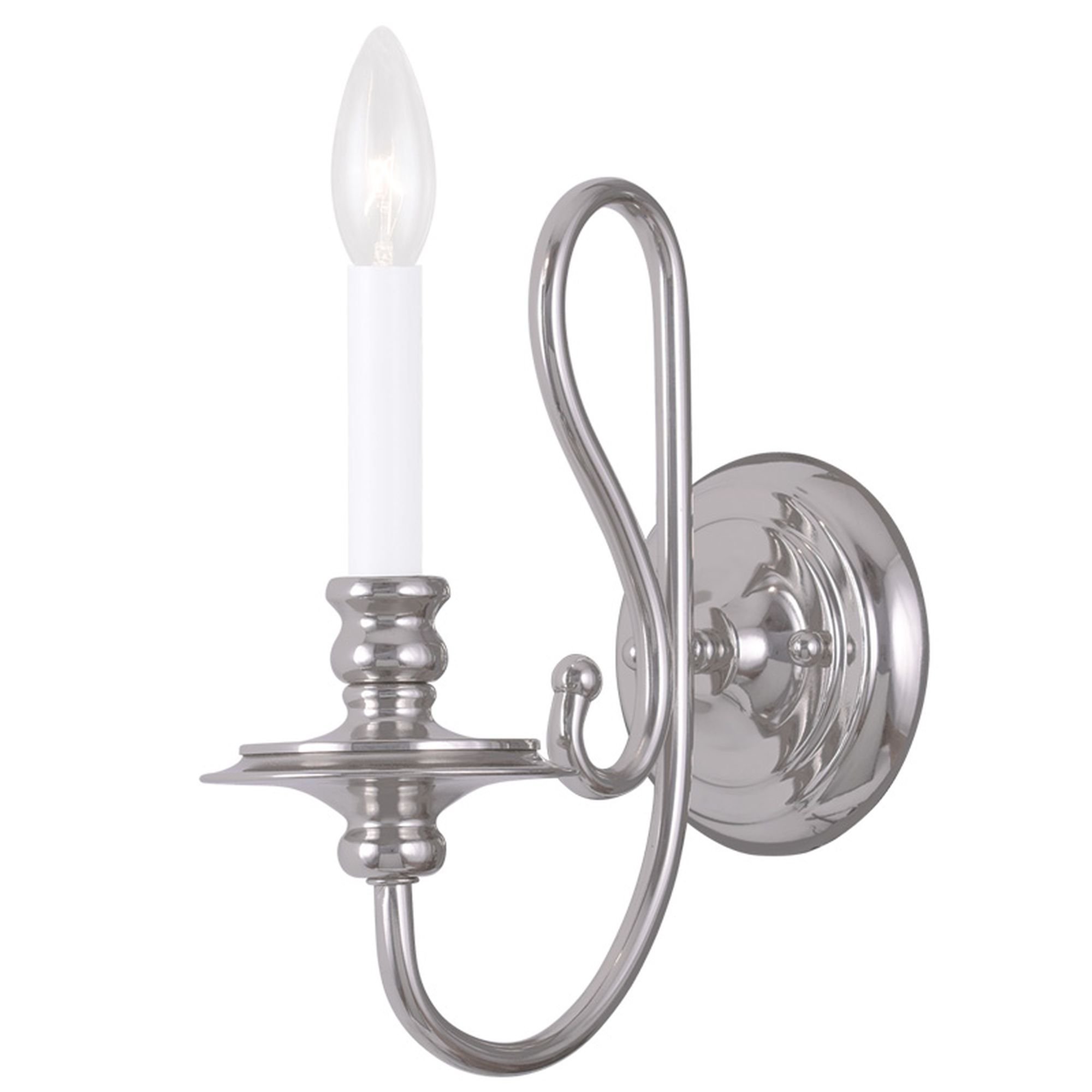 Livex Lighting 5161-35 Caldwell 1-Light Wall Sconce in Polished Nickel - Perfect for Bedroom, Hallway, and Entryway Lighting