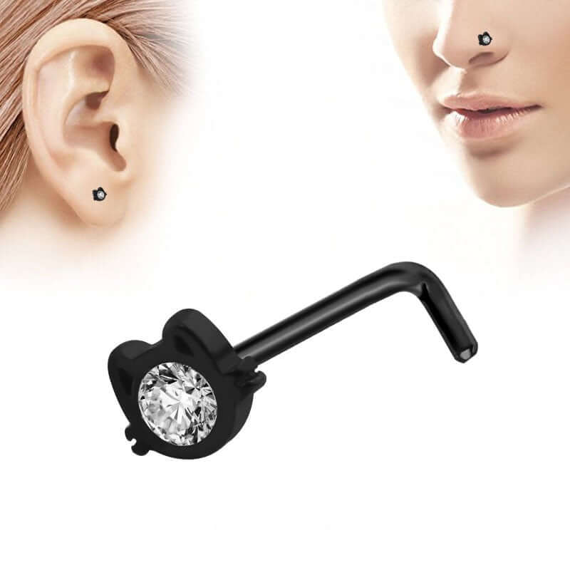 Hello Kitty L Bend Nose Stud - Cute Cartoon Nose Ring for Women | WH0427 | Perfect for Everyday Wear, Parties & Gifts