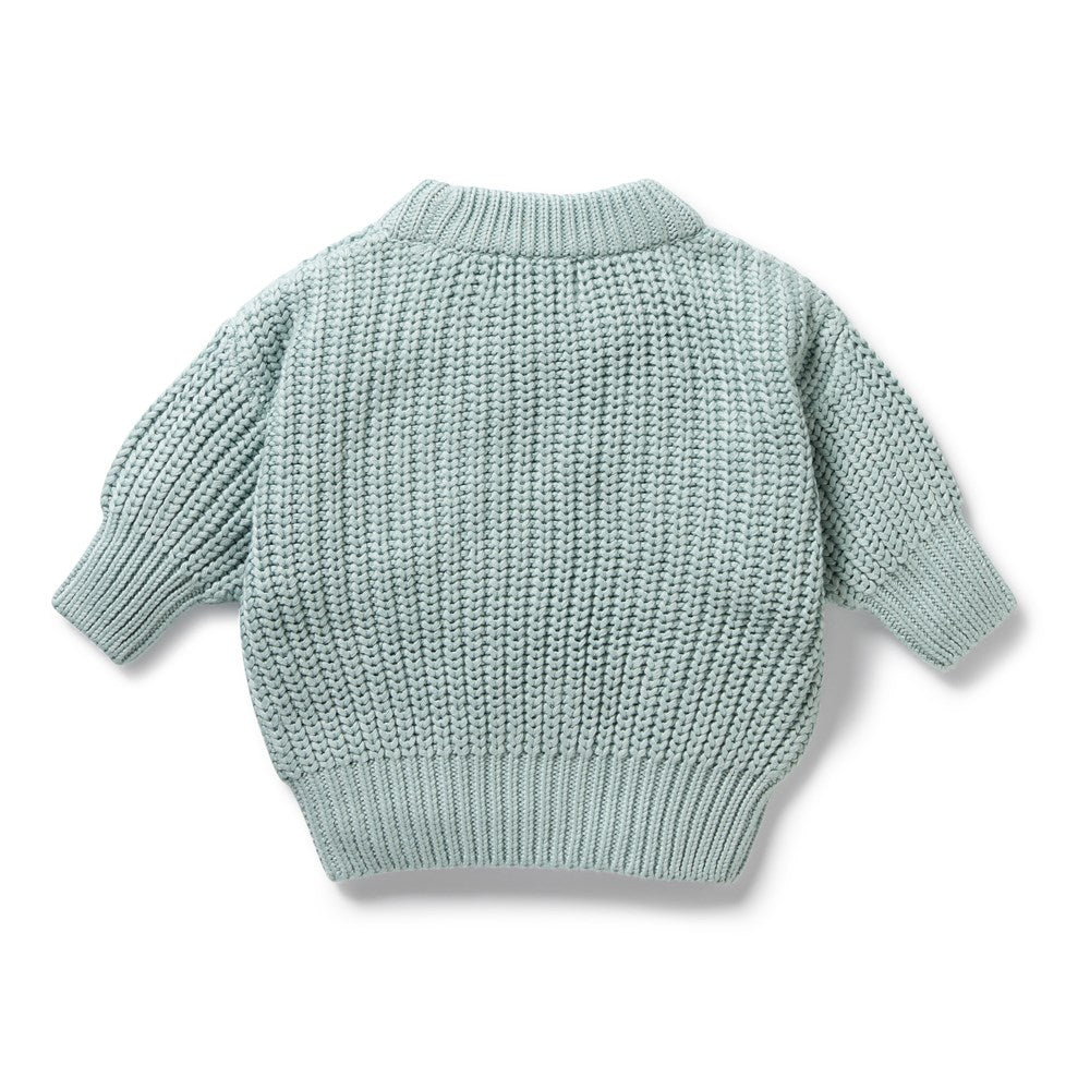 Organic Duck Egg Blue Knitted Jumper Sweater - Soft Comfortable Women's Pullover for Casual Wear & Cozy Fall Outfits