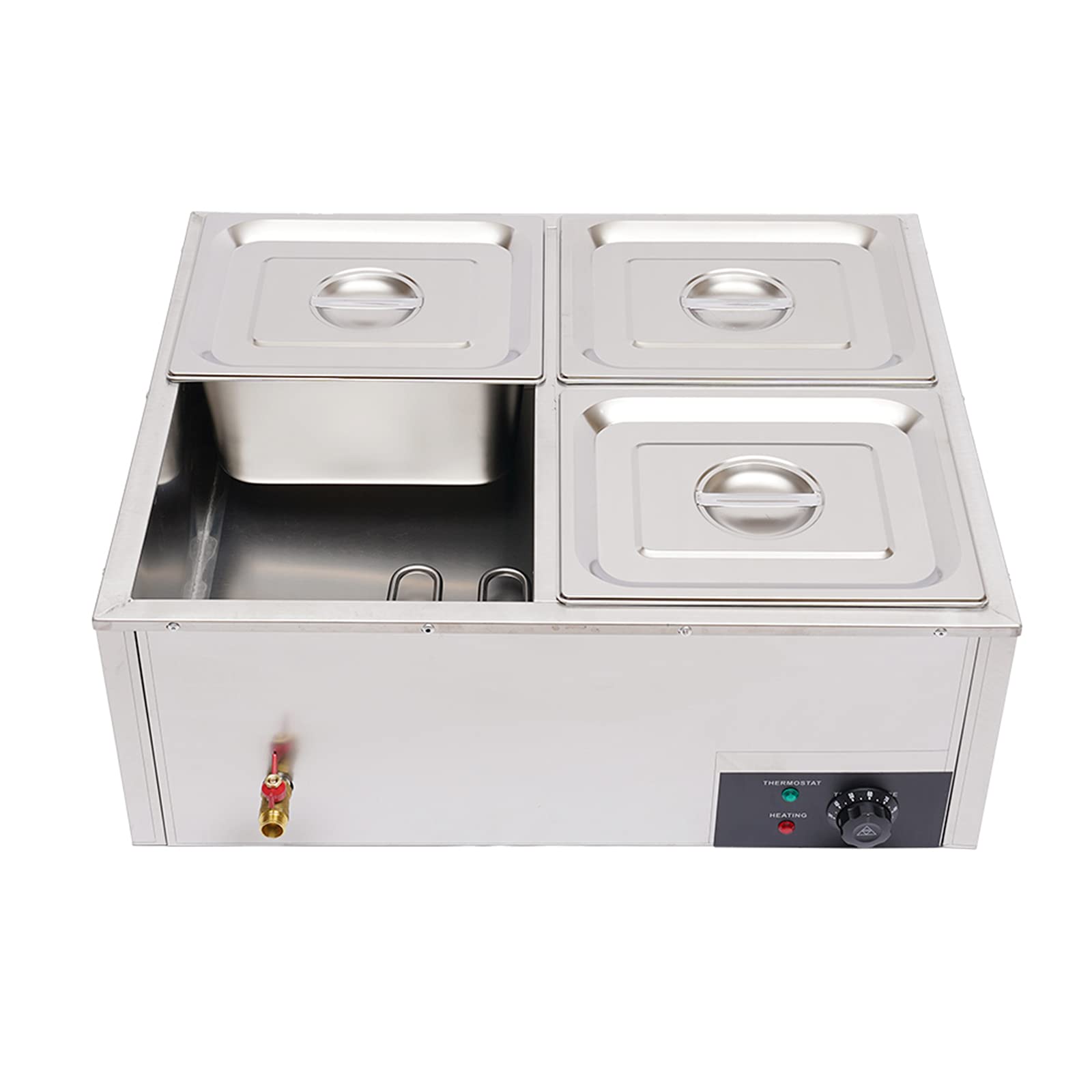 Premium Stainless Steel Commercial Food Warmer - 4-Pot Bain Marie Buffet Warmer with Steam Table | Ideal for Restaurants, Catering & Buffet Service