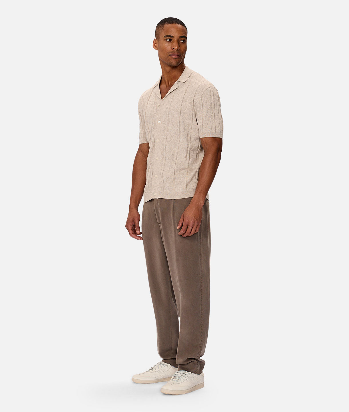 Novara Short Sleeve Shirt for Men - Breathable Oat Melange Casual Top | Perfect for Summer Outfits, Beach Wear & Office Casual Fridays