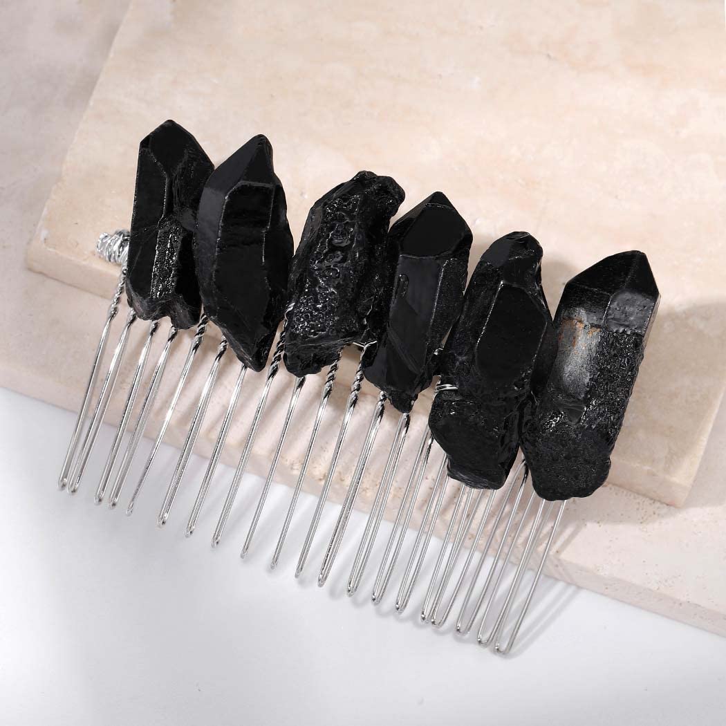 Casdre Crystal Wedding Hair Comb for Bride – Elegant Quartz Rhinestone Bridal Hair Accessories for Women & Girls (Ebony Black) | Perfect for Weddings, Prom, Parties & Special Occasions