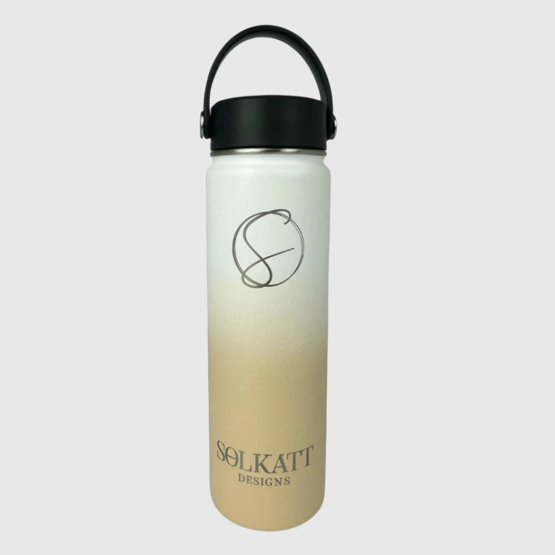 Pastel Beige Insulated Stainless Steel Water Bottle 650ml (22oz) - Keeps Drinks Hot/Cold for 24 Hours - Perfect for School, Gym, Hiking & Outdoor Activities