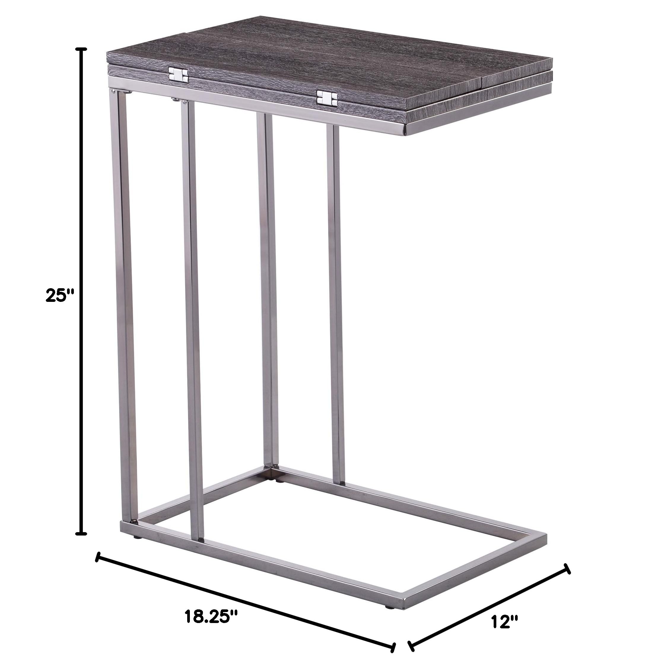 SEI Furniture Clarkdom End Table - Graywash & High Gloss Black Finish - Modern Nightstand for Living Room, Bedroom, or Office