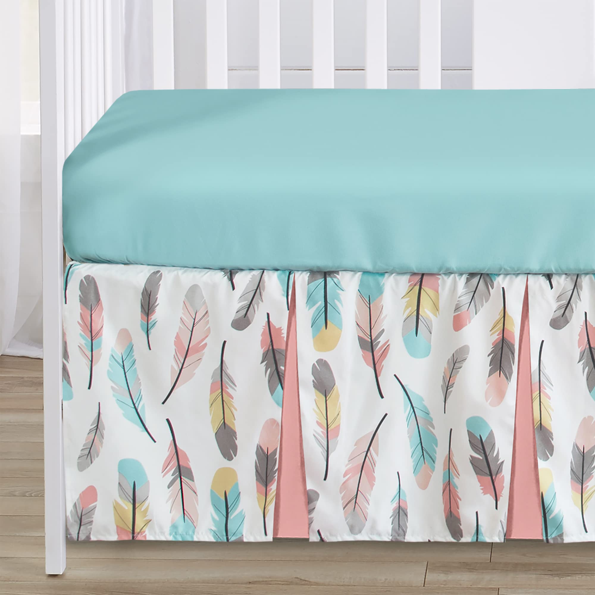 Feather Baby Girls 4-Piece Crib Bedding Set - Soft Nursery Bedding for Newborns & Toddlers - Perfect for Nursery Decor, Baby Showers & Cozy Sleep
