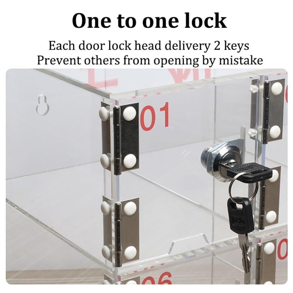 Clear Acrylic Wall Mounted Cell Phone Storage Locker with Lock & Key - 12/15/20/25 Slots Organizer for Office, School, Classroom & Factory | Perfect for Device Management in Workplaces, Educational Settings & Manufacturing Facilities