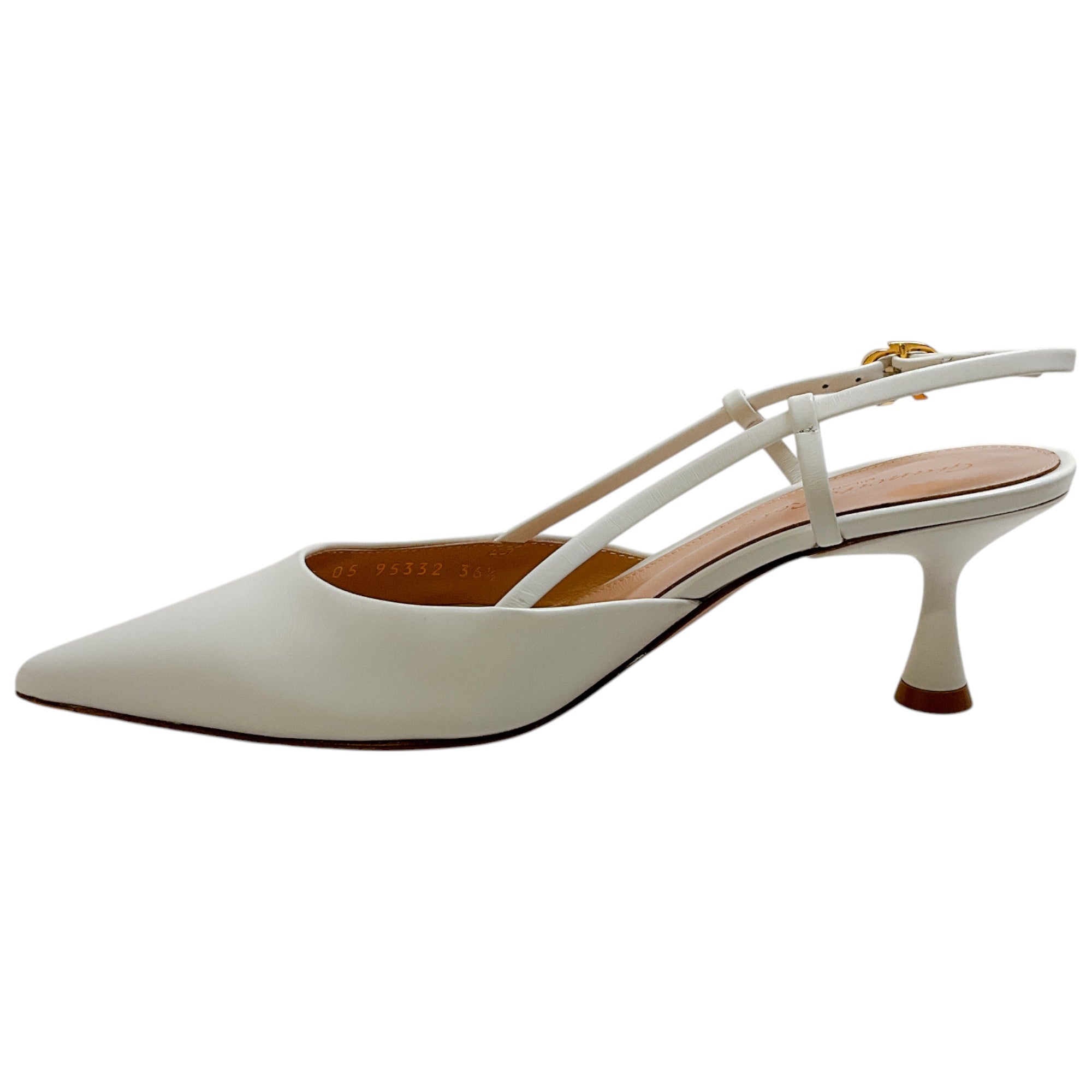 Gianvito Rossi Women's White Leather Ascent 55 Slingback Pumps - Elegant High Heels for Office, Party & Wedding Events