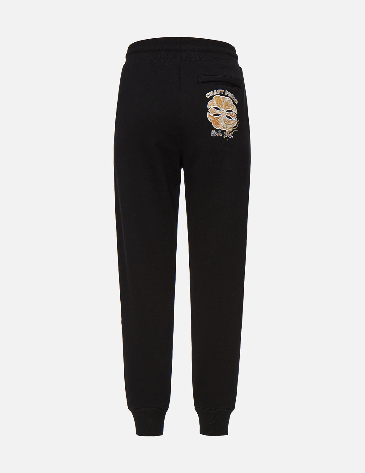 Stylish Brocade Kamon Appliqué Sweatpants - Japanese Traditional Design Joggers for Men & Women | Perfect for Yoga, Lounge & Casual Wear