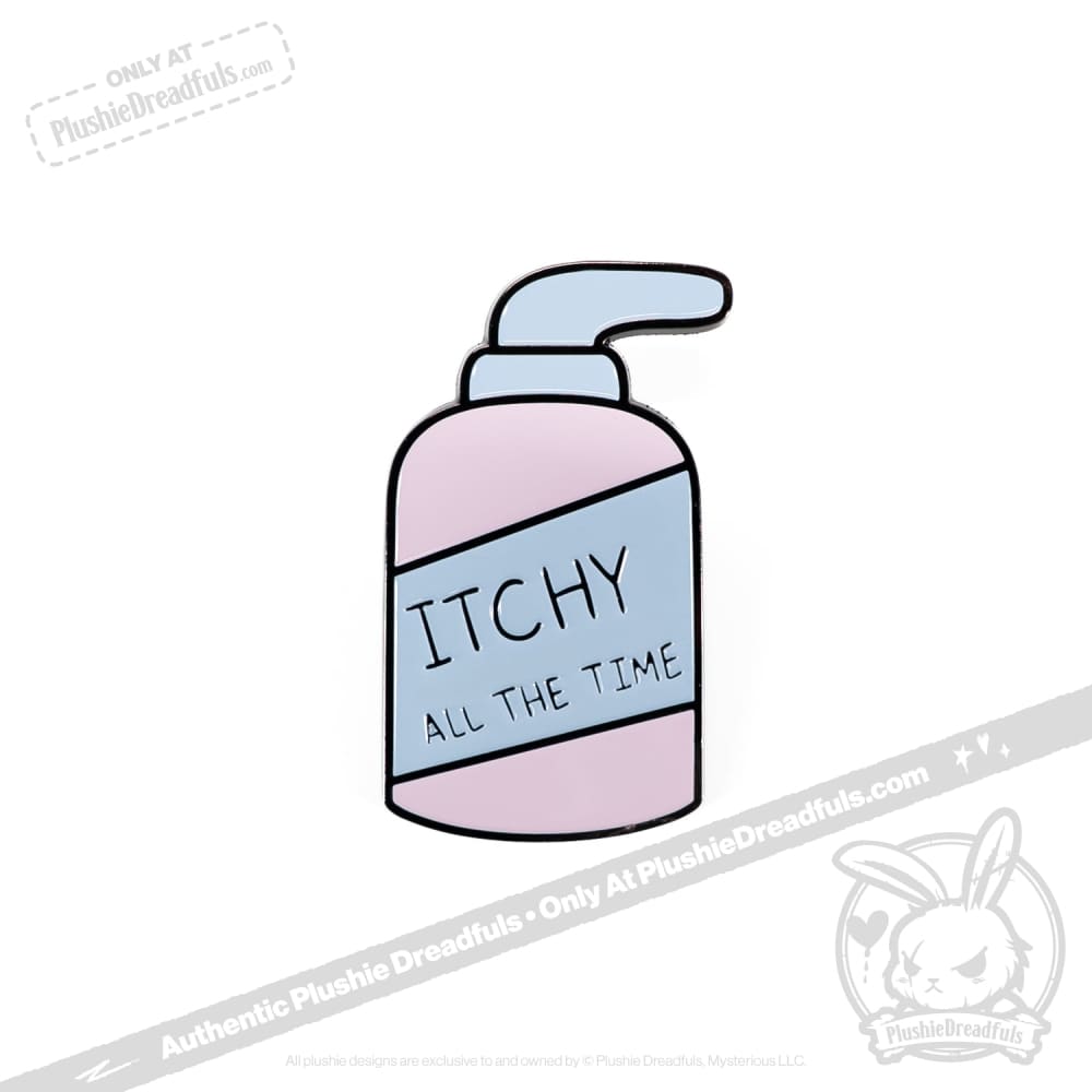 Plushie Dreadfuls Eczema Lotion Buddy Enamel Pin - Cute Collectible Badge for Mental Health Awareness & Self-Care Gifts